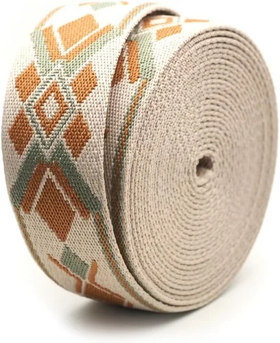 Vista 3 de CRAFTMEMORE Correa de poliéster de algodón estilo bohemio de 1.5 pulgadas, correas fuertes para artes, manualidades, correa de bolsa