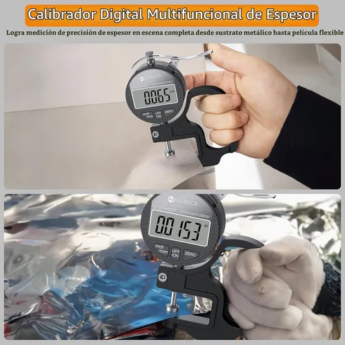 Vista 7 de Neoteck Medidor de Grosor Digital 0.5 pulgadas/12.7mm, 0.00005 pulgadas/0.001mm Pantalla LCD con Conversión Pulgadas/MM Herramienta de Medición