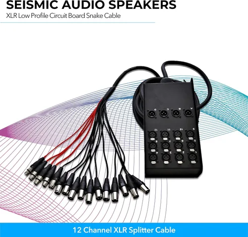 Vista 3 de Seismic Audio Cable Snake Sub de Envío XLR de Perfil Bajo de 12 Canales, Cable Divisor XLR, 25 Pies