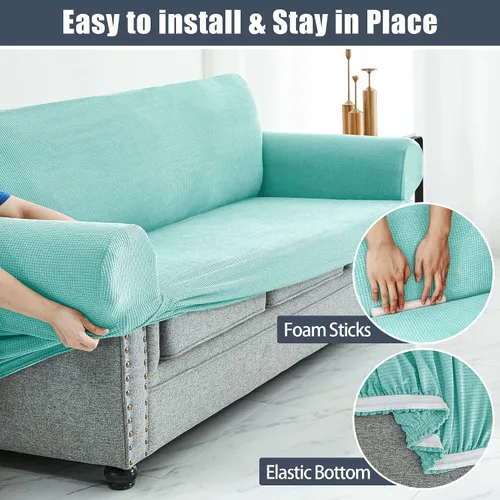 Vista 5 de CONRUSER Funda elástica para sofá, impermeable, funda de sofá suave, protector de muebles con parte inferior elástica para niños, mascotas