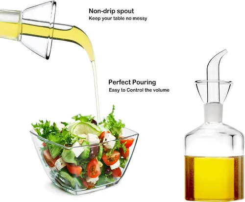 Vista 2 de 5 onzas / 5.1 fl oz de vidrio multiusos Cruet, decantador de aceite de vidrio y vinagre (cuadrado 5 onzas)