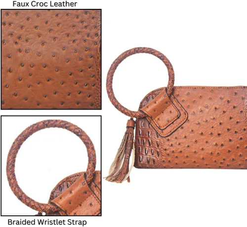 Vista 6 de NGIL Mini bolso de pulsera de piel sintética para mujer con borla de flecos, cartera de pulsera para mujer