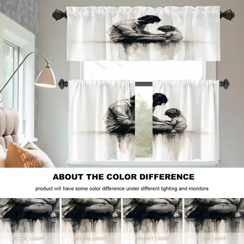 Vista 6 de Cortinas opacas de poliéster multicapa para ventanas de padre e hijo, 2 unidades, 26 x 24 pulgadas