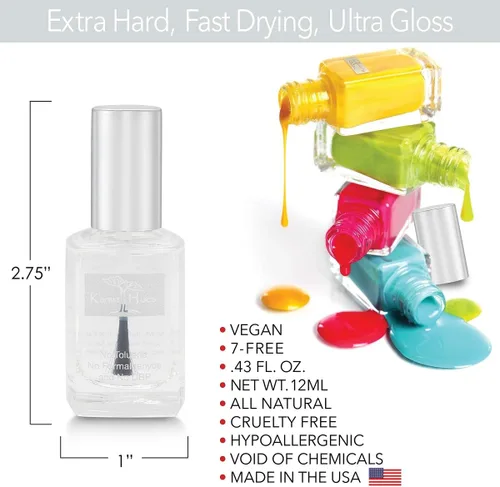 Vista 4 de karma organic Esmalte de uñas natural triple 5 capa base con increíble nutrición profunda fortalecedor de uñas, tratamiento de uñas no tóxico