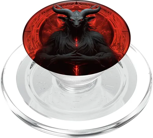 Vista 8 de PopSockets de Baphomet de luna roja satánica oculta PopGrip intercambiable