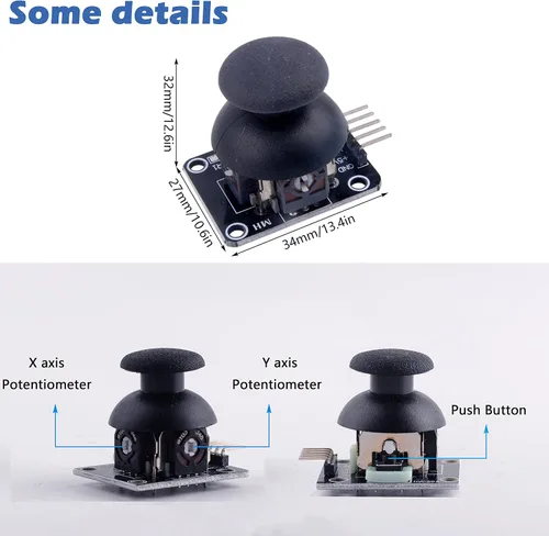 Vista 3 de Thumb Joystick Module Dual Axis Sensor Game Controller Sensor Joystick Breakout Module Compatible with Arduino PS2 Raspberry Pi (2)