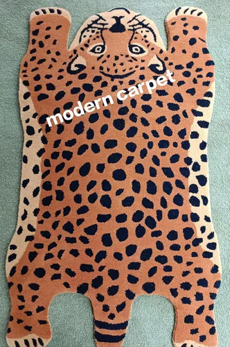 Vista 5 de Modern Carpet - Alfombra de tigre tibetano de 3 x 5 pulgadas, 100% lana, hecha a mano, para habitación de niños, dormitorio, alfombra