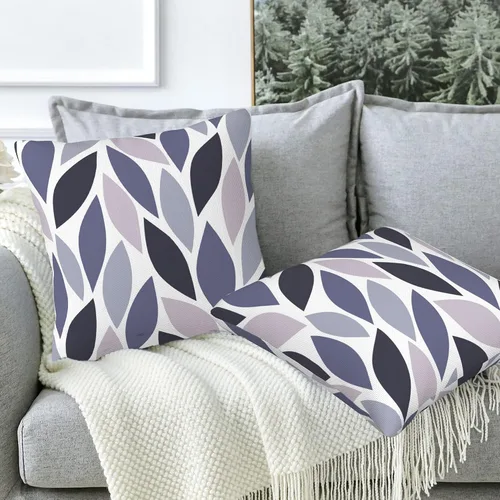 Vista 5 de Fundas de almohada decorativas con flores abstractas y hojas, 16 x 16 pulgadas, juego de 2, fundas de almohada decorativas suaves para sala