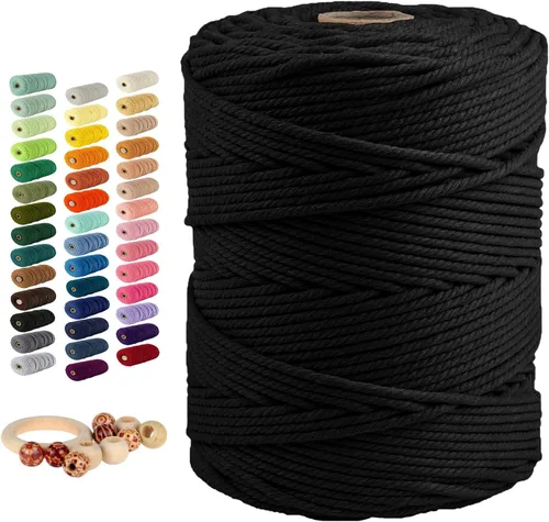 Vista 20 de Munzong - Cuerda de macramé color verde ejército, 5 mm x 109 yardas, cuerda de algodón natural hecha a mano colorida de 100 m, cuerda de macramé