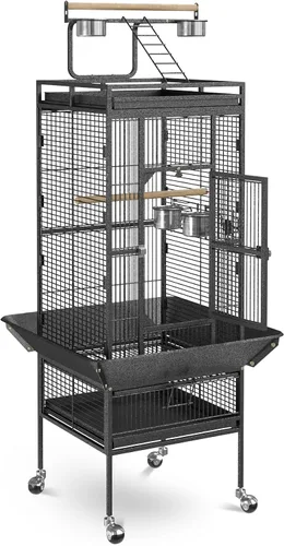 Vista 8 de SUPER DEAL PRO Jaula Grande para Pájaros 2 en 1 de 61 pulgadas con Soporte Rodante Playtop Loro Chinchilla Pinzón Guacamayo Conure Cacatúa Cockatoo