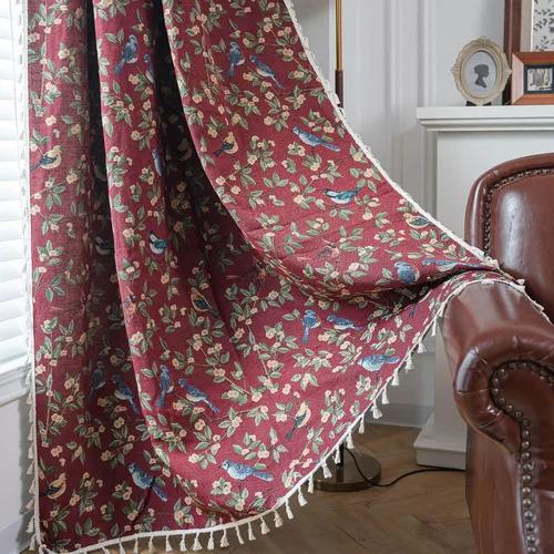 Vista 22 de ENJOYBRIDAL - 2 paneles de cortinas, florales, estilo bohemio, de granja, rústico o clásico, semitraslúcidas, con bolsillo para cortinero y borlas