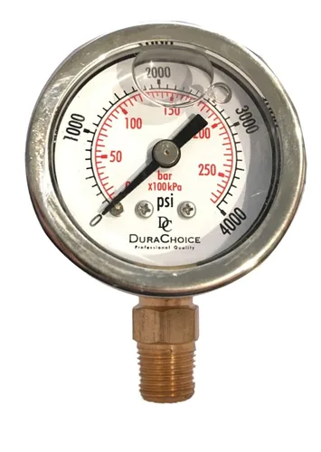 Vista 18 de Manómetro lleno de aceite de 1-1/2" - Caja de acero inoxidable, latón, 1/8" NPT, conexión de montaje inferior, 0-1,000PSI