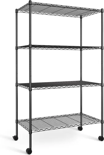 Vista 10 de YSSOA - Estantería de almacenamiento resistente de 4 niveles, cromada, 35 pulgadas de largo x 17.7 pulgadas de ancho x 61 pulgadas de alto Cromo