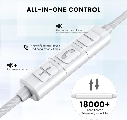 Vista 3 de MOSWAG - Auriculares USB C con cable con micrófono y control de volumen Auriculares tipo C con cable para iPhone 17 16 15 iPad Air USB C