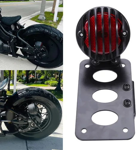 Vista 3 de Rich Choices - Luces traseras de motocicleta con soporte lateral para matrícula, luces de freno integradas, luz de stop, impermeables, de aluminio
