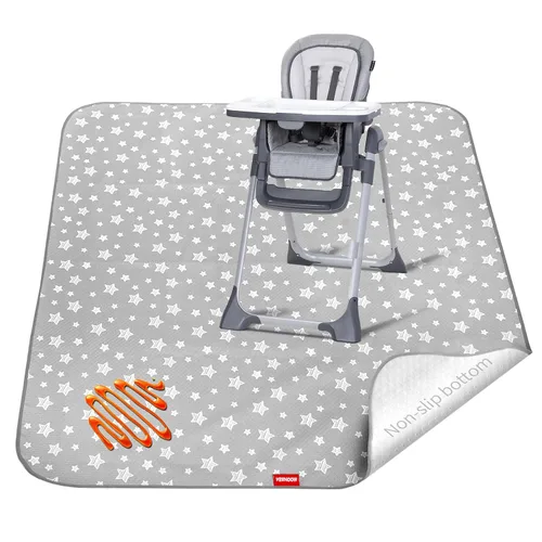 Vista 13 de Tapete portátil antideslizante para silla de bebé, 46 x 42 pulgadas, estrella negra