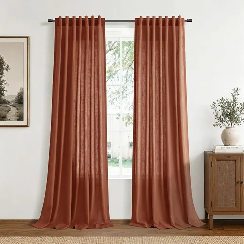 Vista 11 de Hokibero Cortinas de lino natural de 96 pulgadas de largo para sala
