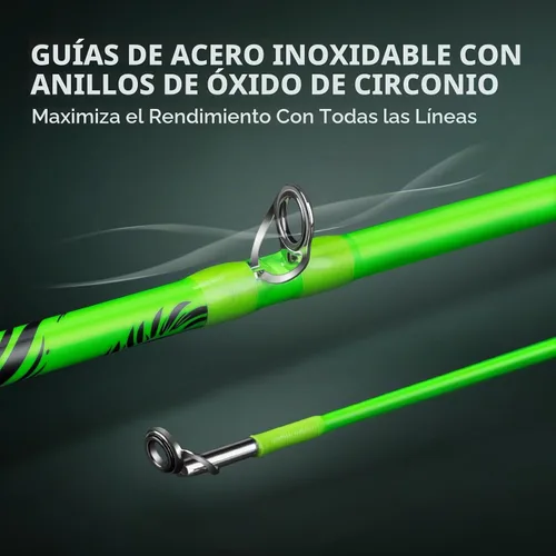Vista 5 de KastKing Zephyr Dual-Tip Baitcaster & Spinning Fishing Rod and Reel Combo Verde neón
