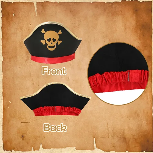 Vista 4 de Wizland Girls Pirate Costume，Girls Pirate Outfit Kid Dress Up for Halloween with Hat