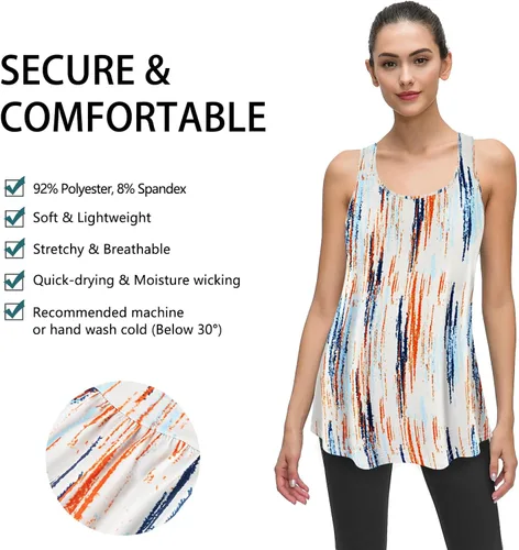 Vista 3 de Cestyle - Camiseta sin mangas para mujer, cuello redondo, corte holgado, para entrenamiento