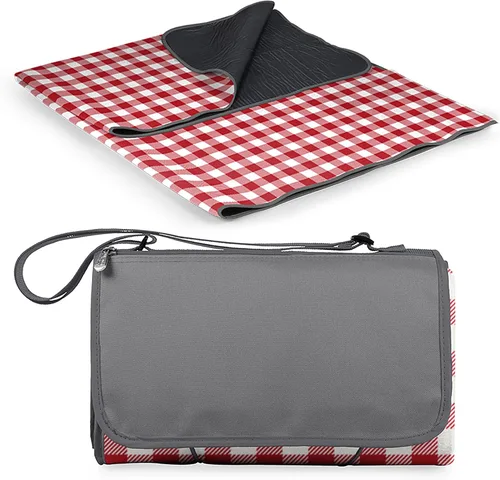 Vista 12 de Manta de picnic para exteriores Picnic Time Tote, tamaño XL, color azul a rayas Tartán negro