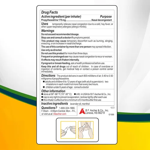 Vista 3 de Benzedrex Inhalador descongestionante nasal - Alivio de vapor medicado para la presión sinusal, congestión nasal, alergias, fiebre del heno