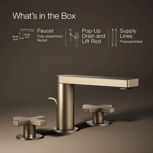 Vista 13 de KOHLER K- 73060-3-BV COMPOSED™ WIDESPREAD GRIFO CRUZADO, Bronce cepillado vibrante