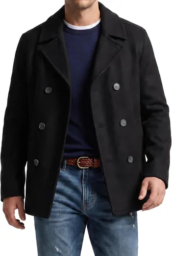 Vista 4 de Nautica Peacoat de mezcla de lana para hombre 2-Caviar