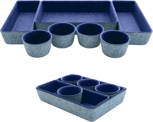Vista 19 de Teeo - Organizadores divisores de cajones - Bandejas de maquillaje para tocador - Organizador de cajones - Organizador de cajones de oficina