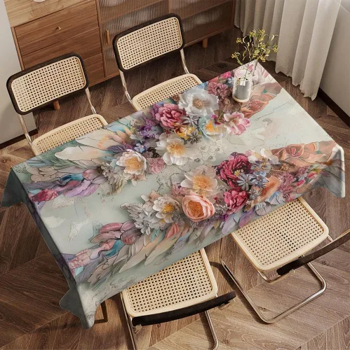 Vista 15 de Mantel rectangular rústico a prueba de derrames, impermeable, con mariposas, decoración de mesa, cubierta de mesa de girasol, color marrón y Marrón