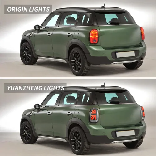 Vista 6 de VLAND - Luces traseras ahumadas LED Union Jack compatibles con BMW Mini Cooper Countryman R60 2010-2016 con señal de giro secuencial, luces