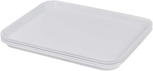 Vista 8 de Gloreen Juego de 4 bandejas rectangulares de comida rápida, bandejas de café estándar para cafetería, color gris
