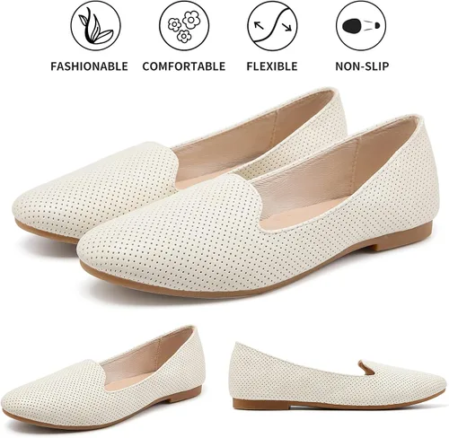 Vista 3 de hash bubbie Zapatos planos negros de ballet para mujer, cómodos zapatos sin cordones, zapatos casuales de vestir sin cordones