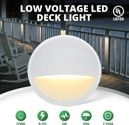 Vista 2 de GKOLED Luz LED de bajo voltaje, luces de barandilla de escalera con chips LED integrados de 2 W, aluminio fundido a presión de 12 V CA/CC con Blanco