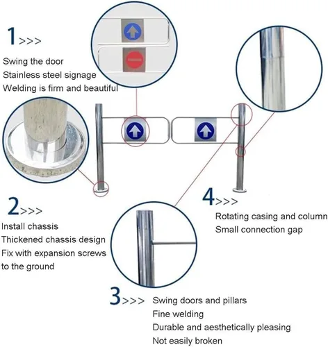 Vista 4 de Security Swing Gate，Automatic Closing Swing Gate for Hallway & Supermarket Aisles, Double Door Safety Barrier for Industrial, Commercial Use