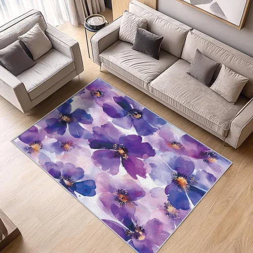 Vista 8 de Alfombra retro floral de 2 x 3 pulgadas, lavable de los años 60 y 70, alfombras hippie para entrada, dormitorio, cocina, alfombra de área de flores