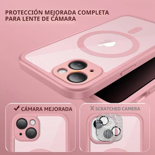 Vista 4 de BERFY Funda para iPhone 13, Compatible con MagSafe, Protector de Pantalla de Privacidad Integrado y Protección de Cámara, Funda Transparente Rosa