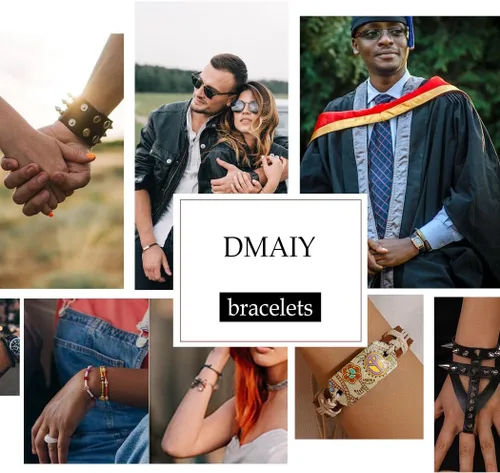 Vista 7 de Pulsera tejida de cuero para hombres y mujeres, pulseras vintage bohemias, pulsera trenzada ajustable hecha a mano para vacaciones, Talla única