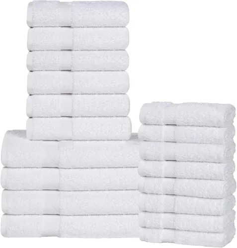 Vista 47 de Superior Juego de toallas surtidas de algodón de 18 piezas, incluye 8 toallas faciales, 6 manos y 4 toallas de baño, artículos esenciales