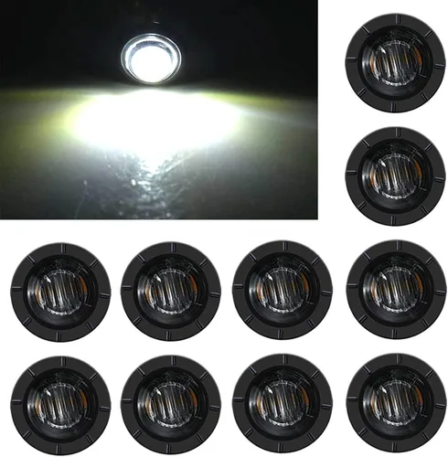 Vista 11 de Luz LED Purishion de 10 x 3/4 pulgadas. Luz redonda para faro delantero y trasero, luz indicadora para camión, coche, remolque, furgoneta, caravana