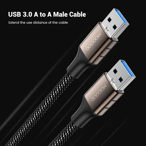 Vista 4 de MOGOOD Cable de extensión USB 3.0, macho a macho, USB A, funciona con laptop, disco duro externo, reproductor de DVD, televisión, caja