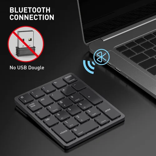 Vista 3 de havit Teclado Numérico Bluetooth Inalámbrico Teclado Numérico Portátil Mini de 26 Teclas para Contabilidad Financiera, Recargable, para Windows