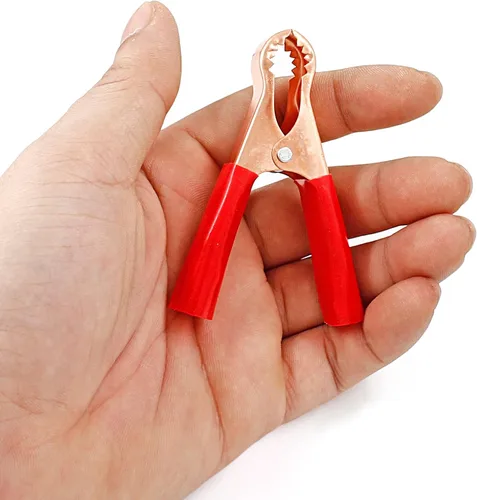 Vista 5 de 10 Piezas Pinzas de Cocodrilo Aisladas de 50A, Abrazaderas Eléctricas de Cocodrilo para Trabajo Pesado, Cable de Repuesto de Batería, Clips