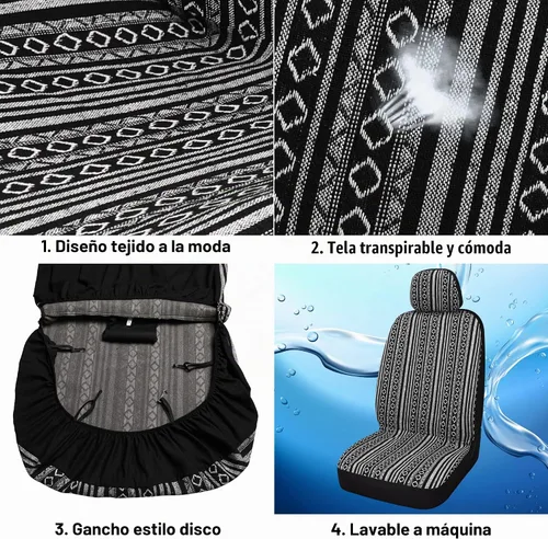 Vista 6 de Pariitadin Baja - Fundas para asientos de automóvil tipo manta de montura, juego completo con almohadillas para cinturón de seguridad, fundas