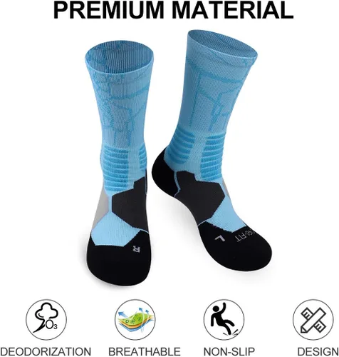 Vista 3 de Disile Elite Basketball Socks, Cushioned Athletic Sports Crew Socks for Men & Women