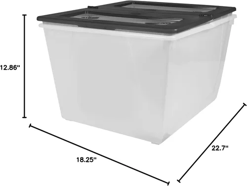 Vista 7 de Storex Bolsa de almacenamiento de 16 galones (60 L) con tapa plegable, 22.7 x 18.25 x 12.86 pulgadas, escarcha/negro, paquete de 4 (00900A04C)