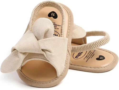 Vista 3 de COSANKIM Sandalias de verano para bebés y niñas con suela suave de flores, zapatos de vestir para cuna, recién nacidos, para recién nacidos