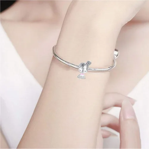Vista 4 de LeeFeel Abalorio de corazón con diseño de corazón con circonita cúbica transparente para mujer