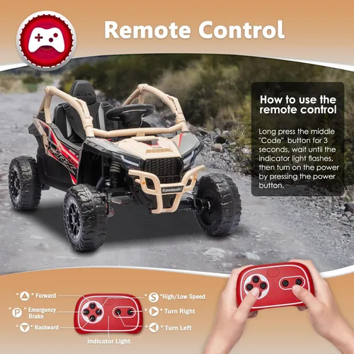 Vista 4 de Kawasaki Teryx KRX UTV con licencia de 24 V con control remoto para Begie