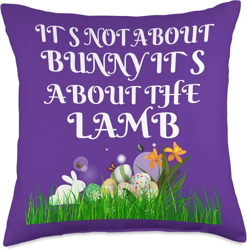 Vista 5 de CHRISTIAN EASTER RELIGIOS DESIGN IT` S NOT About The Bunny IT`S About The Lamb - Almohada de Pascua, 16 x 16 pulgadas, multicolor